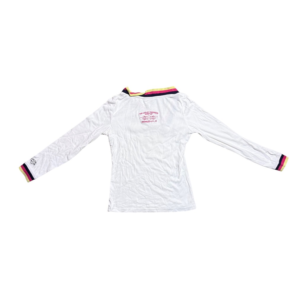 Harley-Davidson Womens White Crossover V-Neck Long Sleeve - Picture 2 of 7